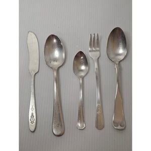 Vintage Silverplate Flatware Lot 5 Community Plate NCO EPNS Victor S Co Mixed
